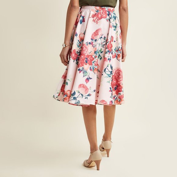 Modcloth Floral A-Line Skirt - Pink and Red - Picture 10 of 11